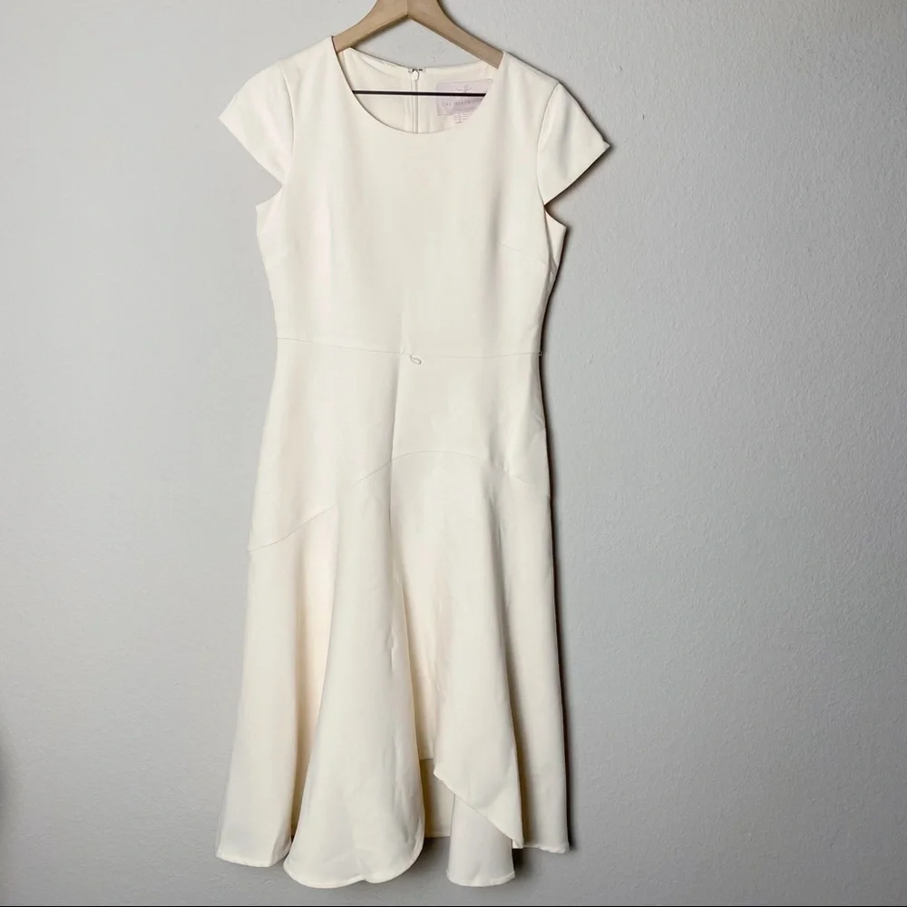 Gal Meets Glam Cecilia Off-White Crepe Belted Midi Dress - Picture 12 of 16